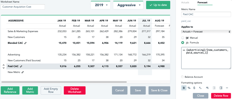 Example: Flightpath Customer Acquisition Cost Worksheet